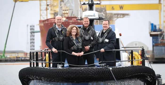 Pictured (L-R) are John Patterson, Head of Defence, Artemis Technologies; Kerry Muldoon, Northern Ireland Maritime & Offshore Network; Stephen Kane, NIMO Chair; Kieran Donoghue, CEO, Invest Northern Ireland.